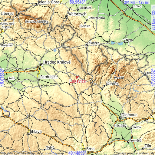 Topographic map of Lukavice
