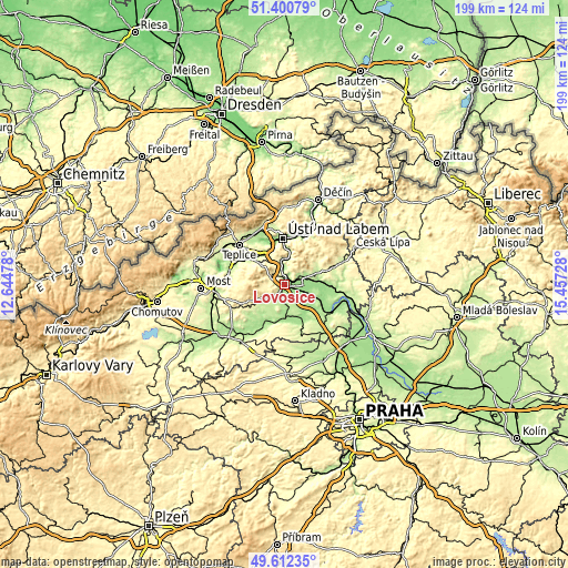 Topographic map of Lovosice