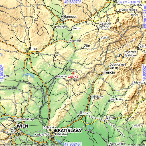 Topographic map of Louka