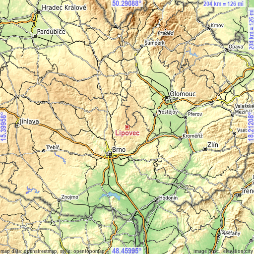 Topographic map of Lipovec