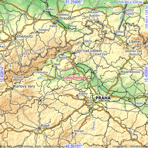Topographic map of Libochovice
