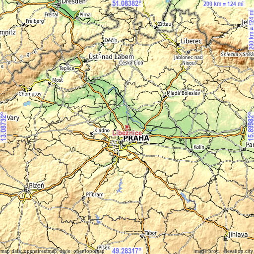 Topographic map of Líbeznice