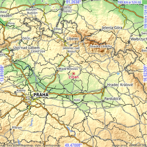 Topographic map of Libáň