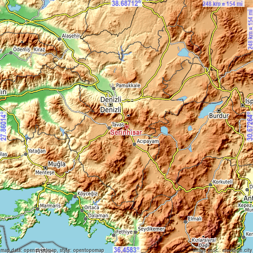 Topographic map of Serinhisar