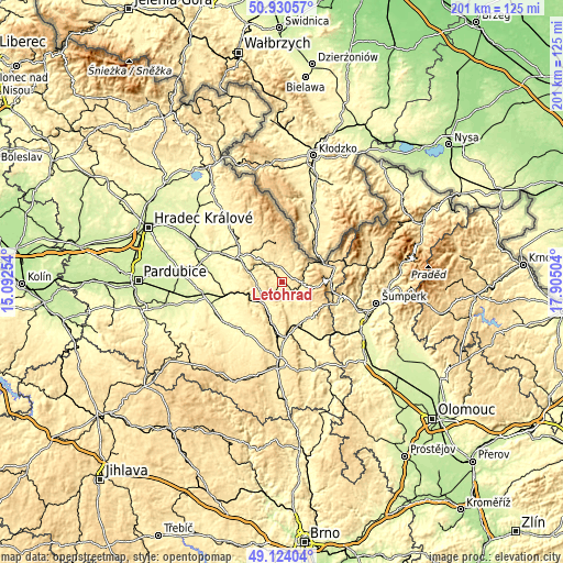 Topographic map of Letohrad