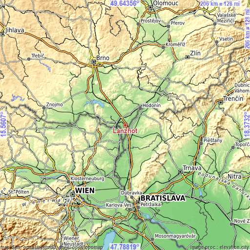 Topographic map of Lanžhot
