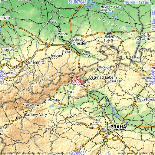 Topographic map of Krupka