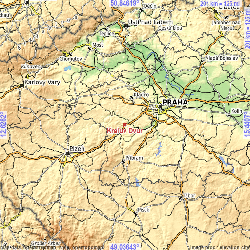 Topographic map of Králův Dvůr