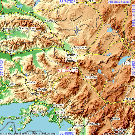 Topographic map of Kızılcabölük