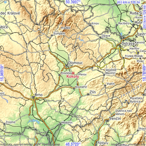 Topographic map of Kokory