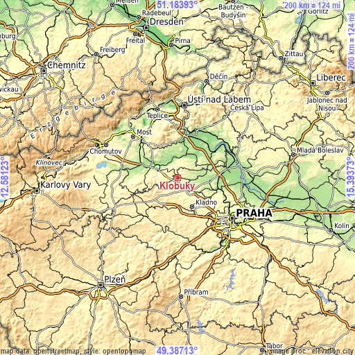 Topographic map of Klobuky