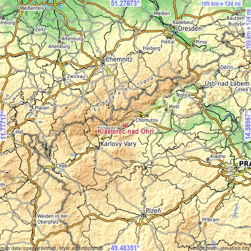 Topographic map of Klášterec nad Ohří