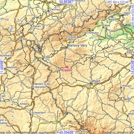 Topographic map of Klášter