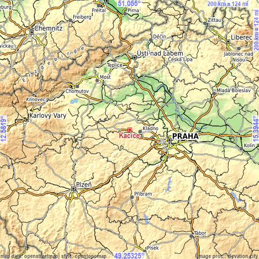 Topographic map of Kačice
