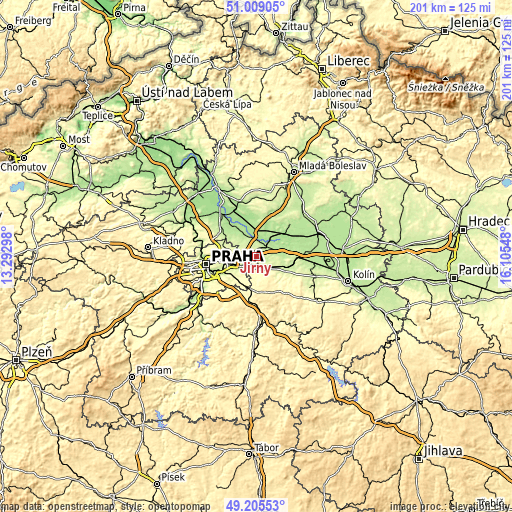 Topographic map of Jirny