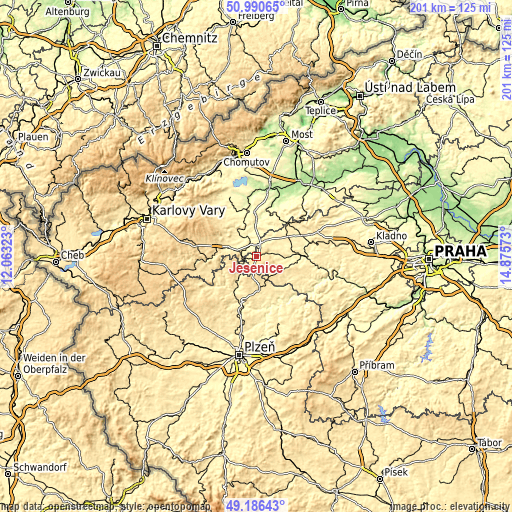 Topographic map of Jesenice