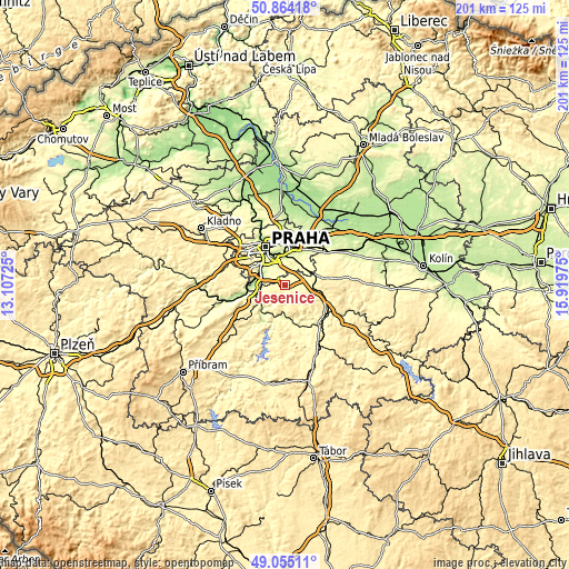 Topographic map of Jesenice