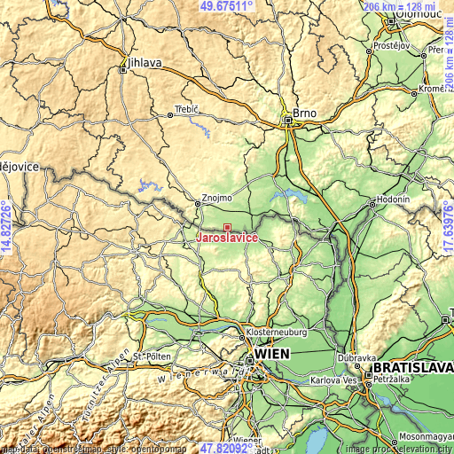 Topographic map of Jaroslavice
