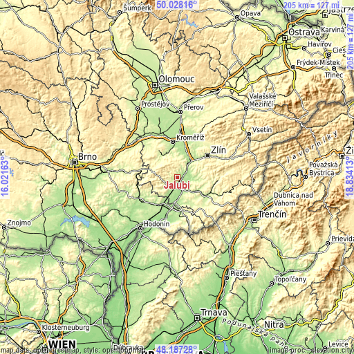 Topographic map of Jalubí