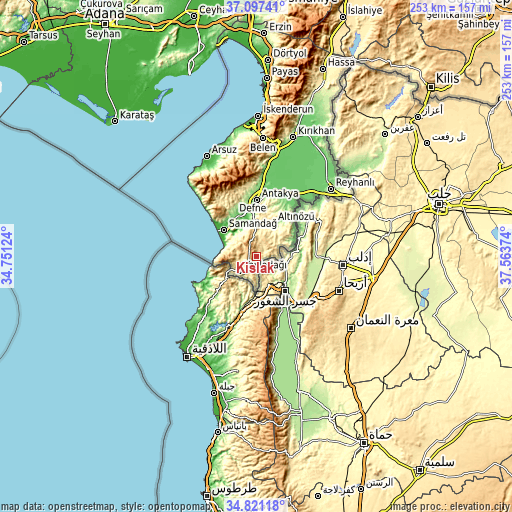 Topographic map of Kışlak