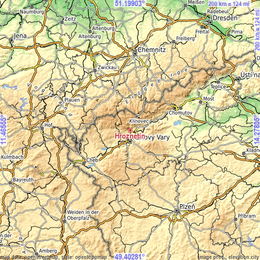 Topographic map of Hroznětín