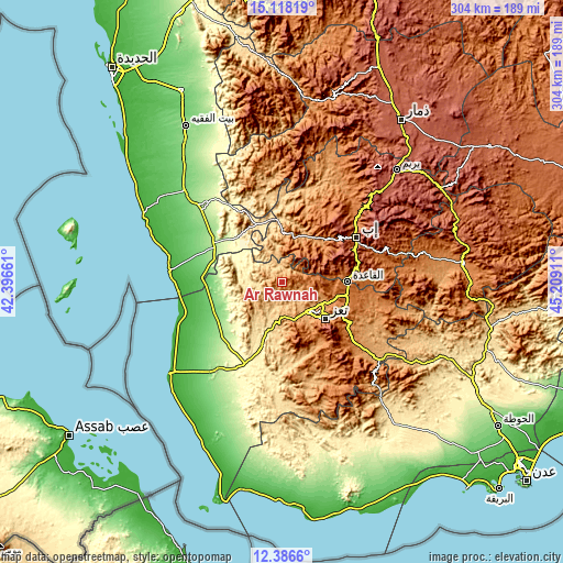 Topographic map of Ar Rawnah