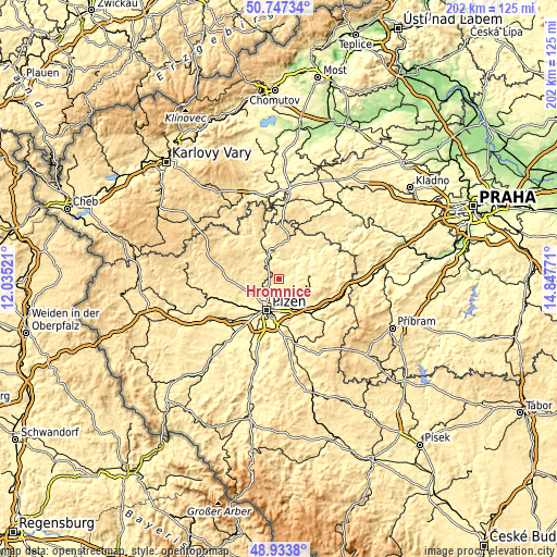 Topographic map of Hromnice