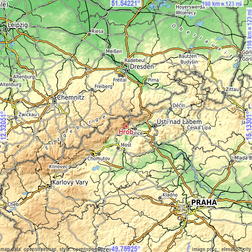 Topographic map of Hrob