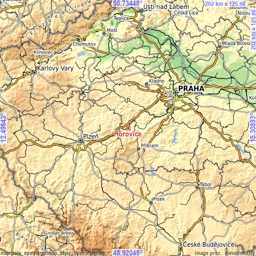 Topographic map of Hořovice