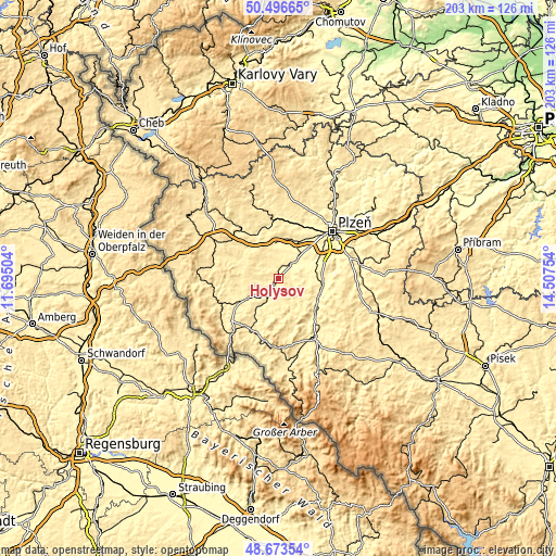 Topographic map of Holýšov