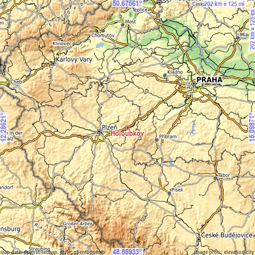 Topographic map of Holoubkov