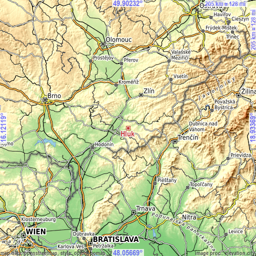Topographic map of Hluk