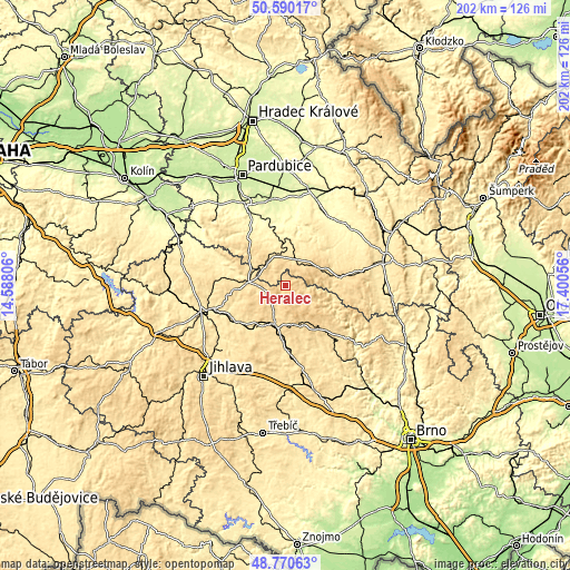 Topographic map of Herálec