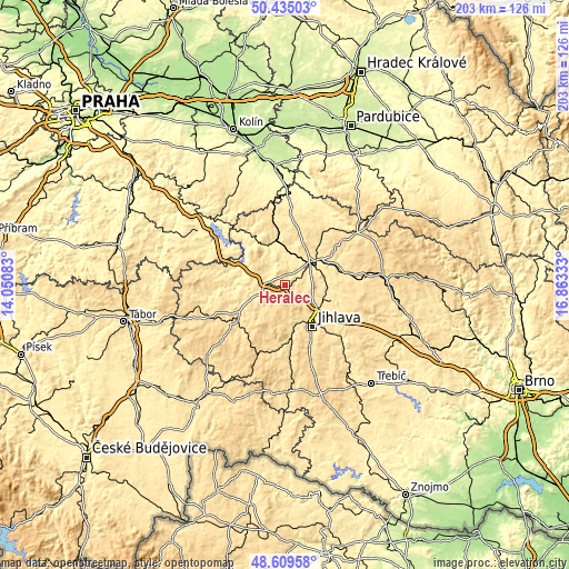 Topographic map of Herálec