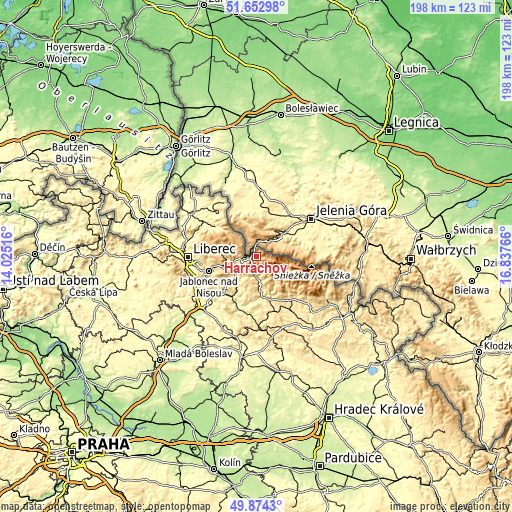 Topographic map of Harrachov