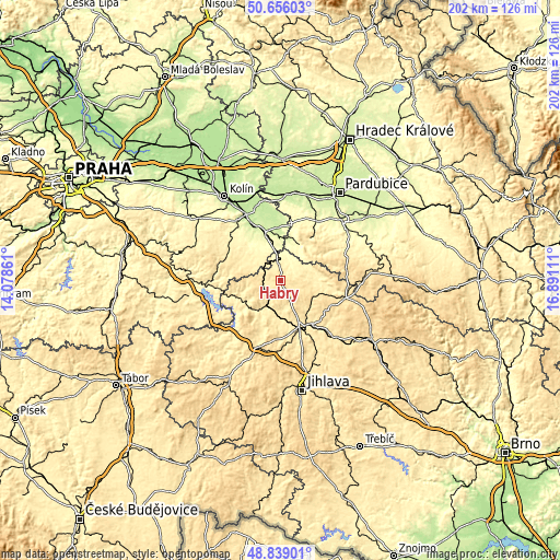 Topographic map of Habry