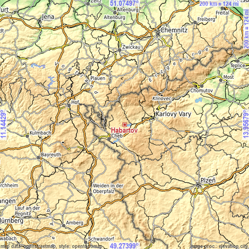 Topographic map of Habartov