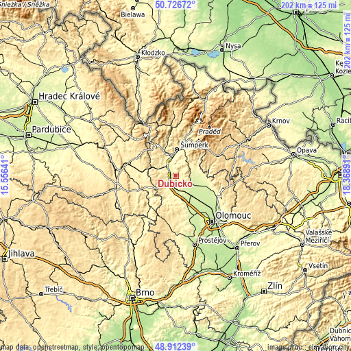 Topographic map of Dubicko