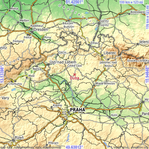 Topographic map of Dubá