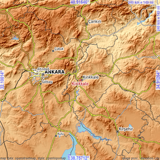Topographic map of Kırıkkale