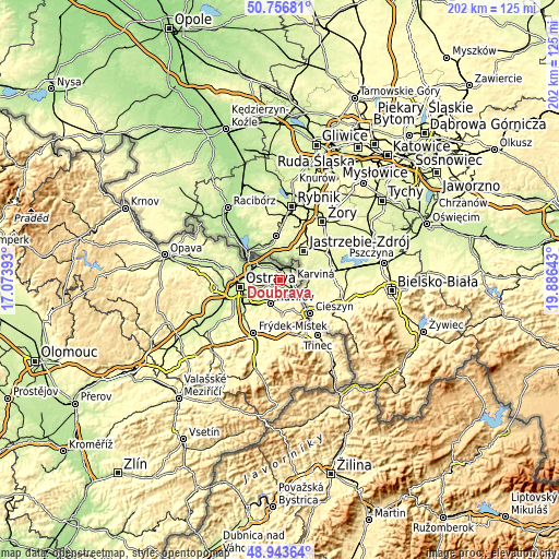 Topographic map of Doubrava