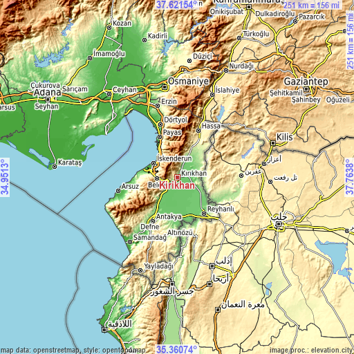 Topographic map of Kırıkhan