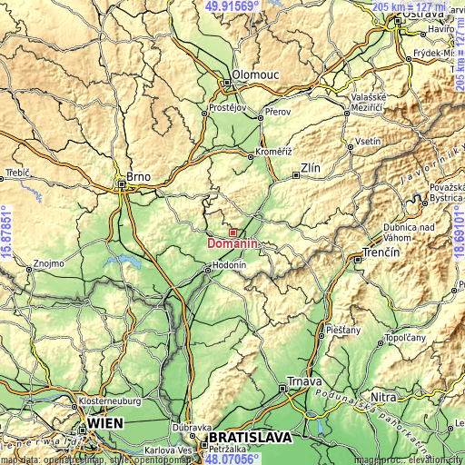 Topographic map of Domanín