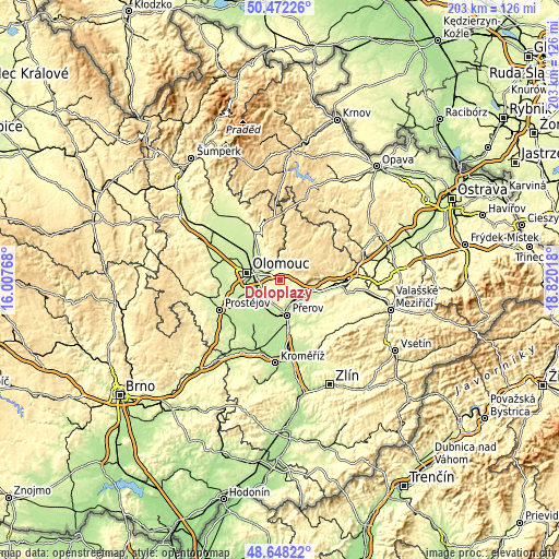 Topographic map of Doloplazy