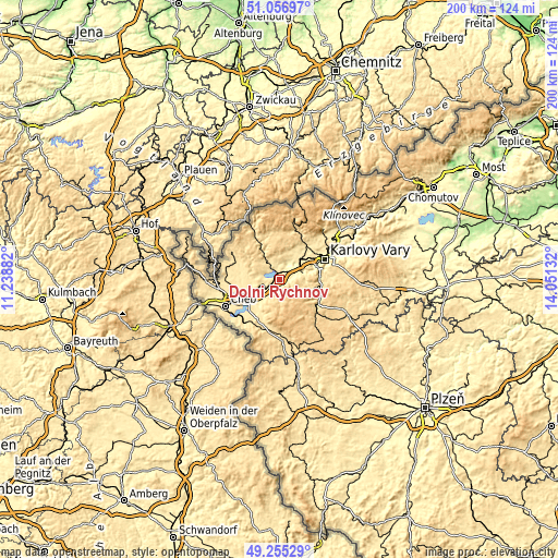 Topographic map of Dolní Rychnov