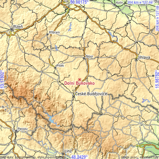 Topographic map of Dolní Bukovsko