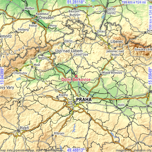 Topographic map of Dolní Beřkovice