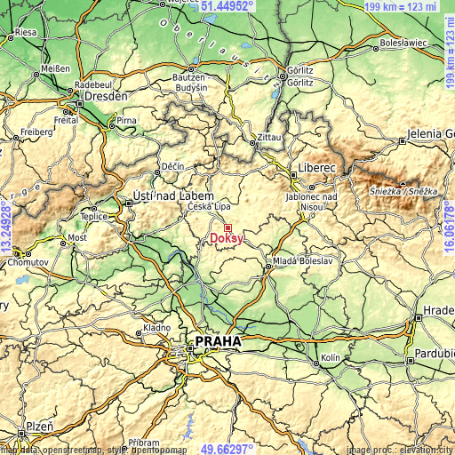 Topographic map of Doksy