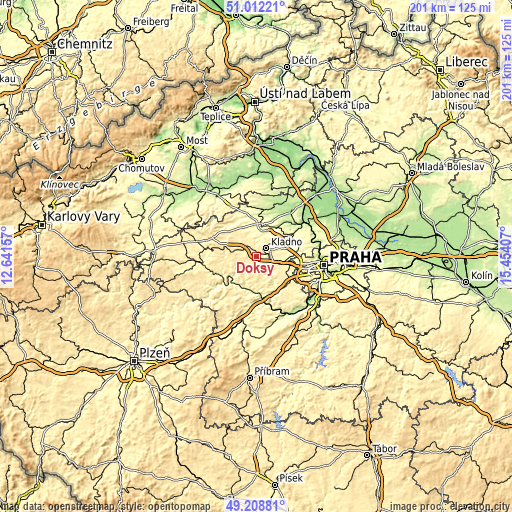 Topographic map of Doksy