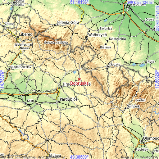 Topographic map of Dobruška